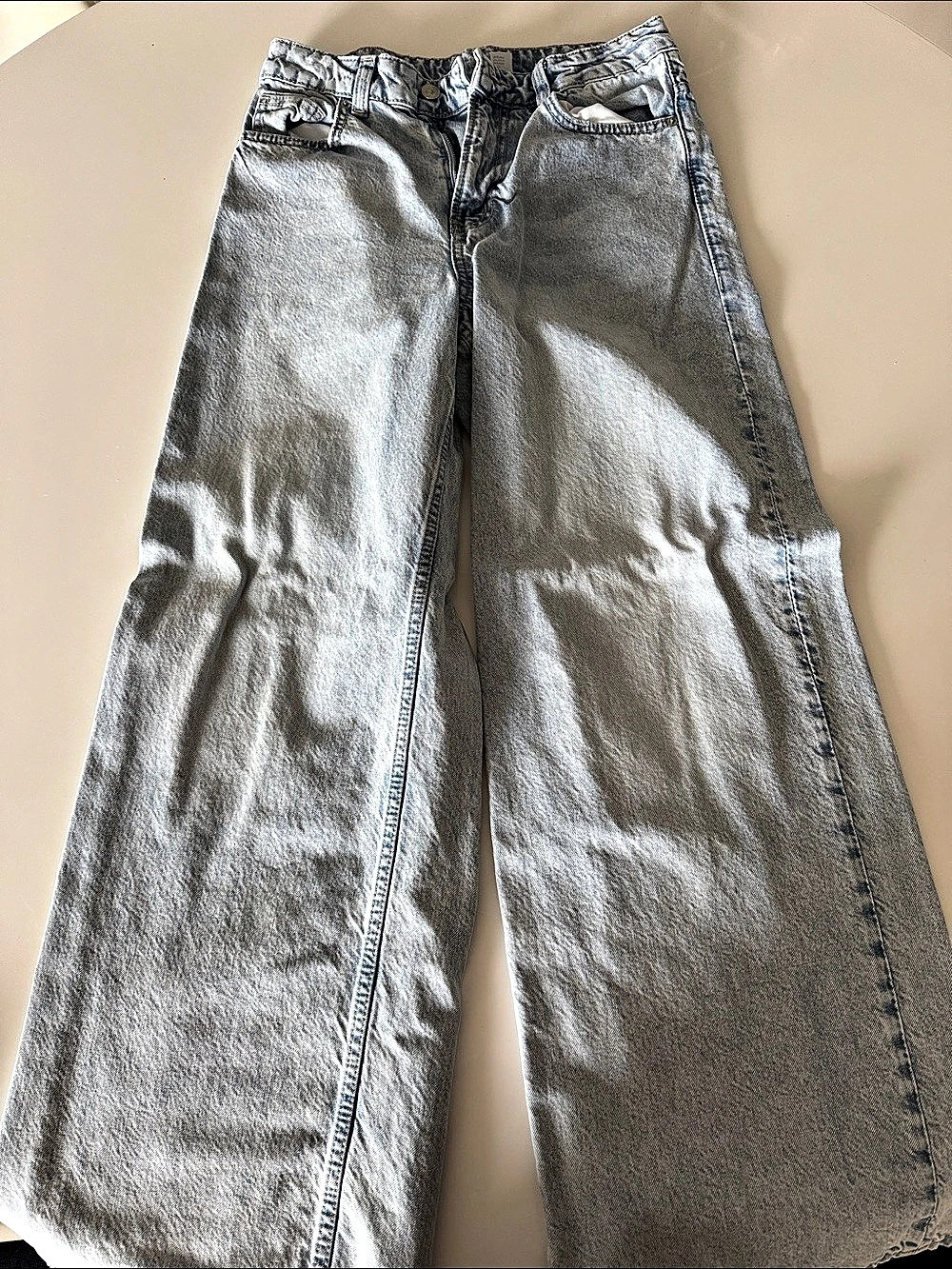 H&M Metallic Blue Straight Leg Jeans EU 36